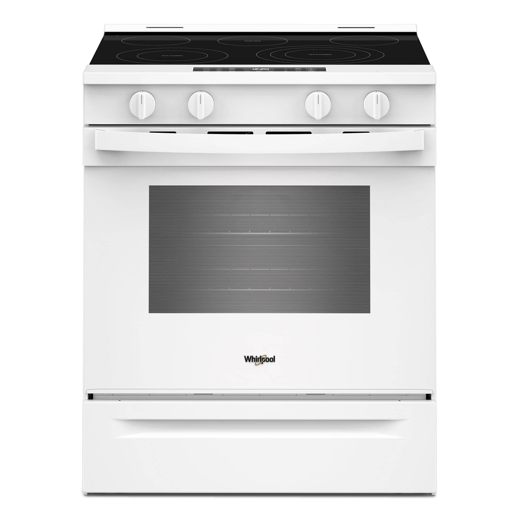 Front. Whirlpool - 5.0 Cu. Ft. Slide-In Electric Range with Air Cooking Technology - White.
