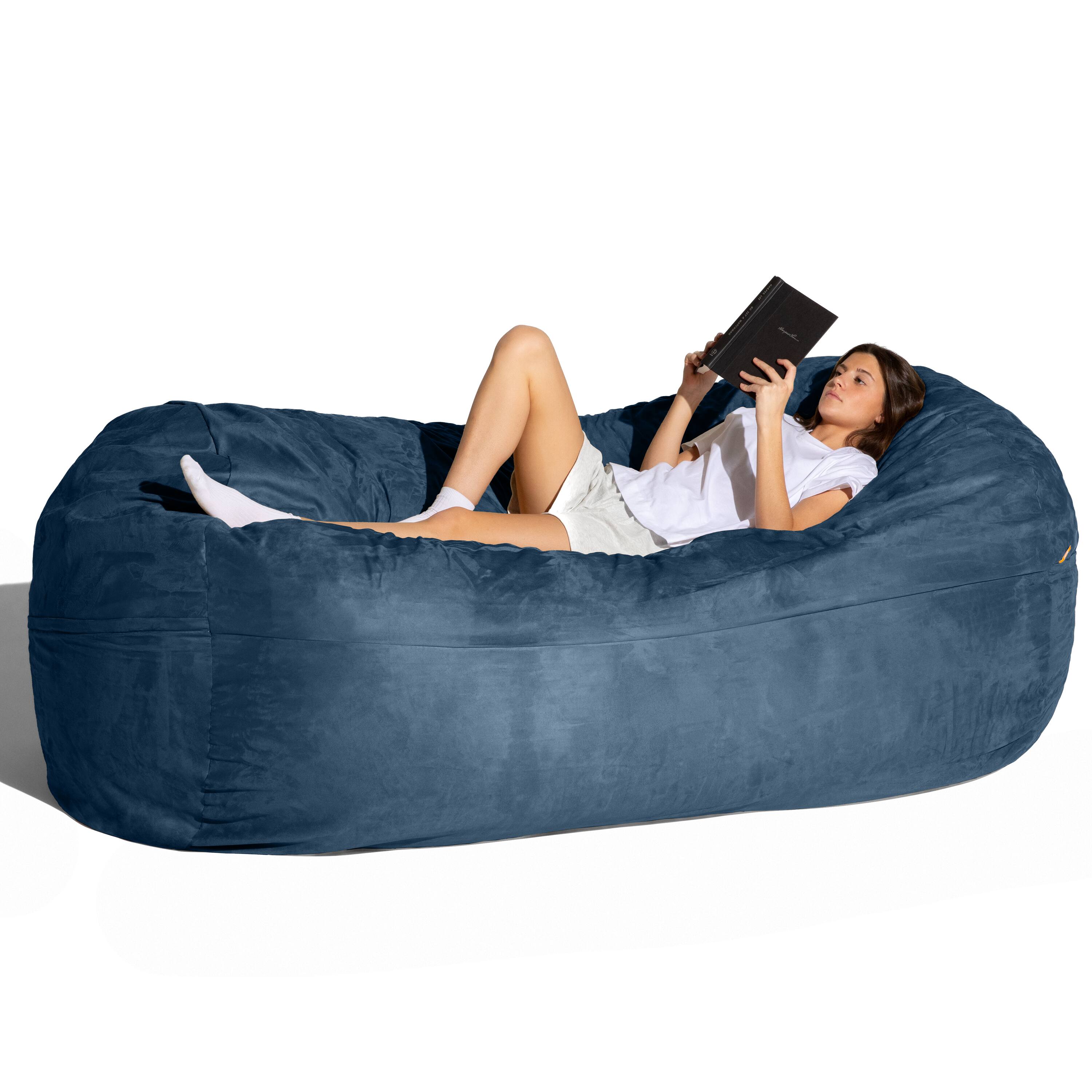 Angle. Jaxx - Jaxx 7 Foot Giant Bean Bag Sofa, Navy - Navy.