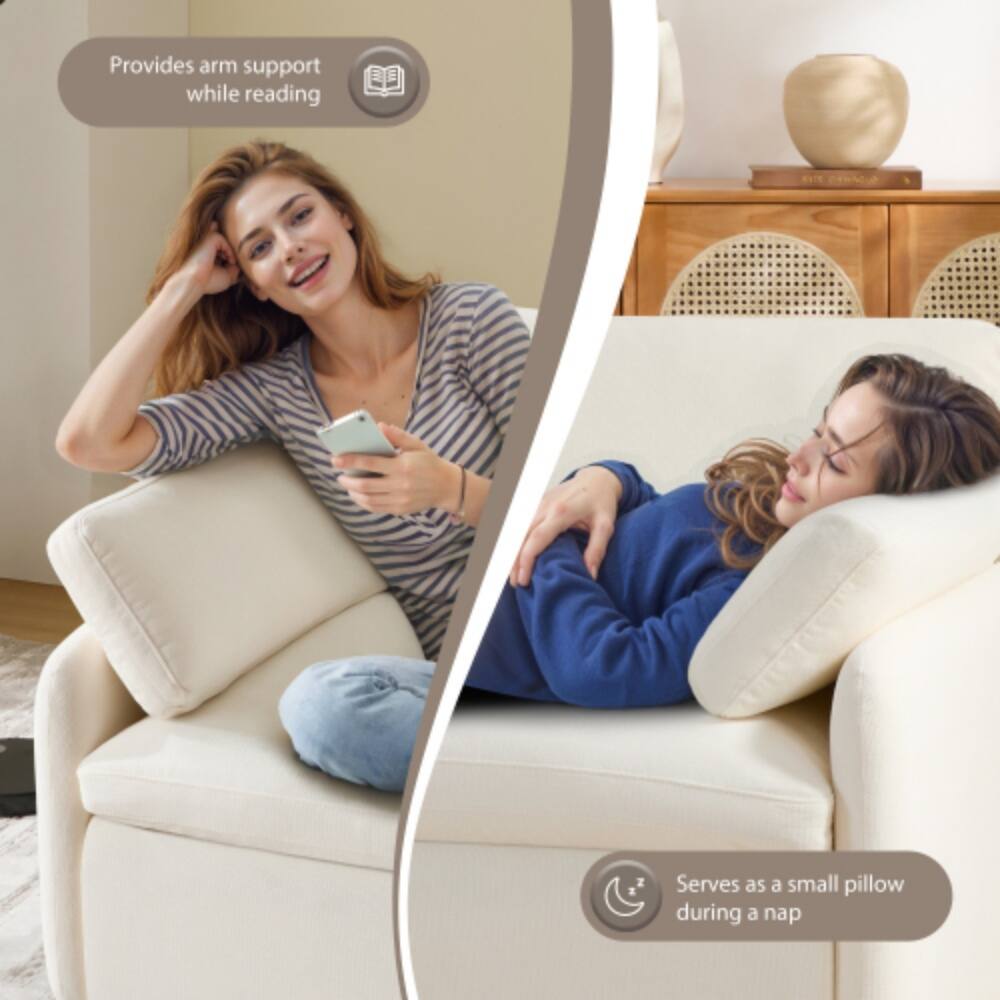 Provides arm support while reading  
Serves as a small pillow during a nap