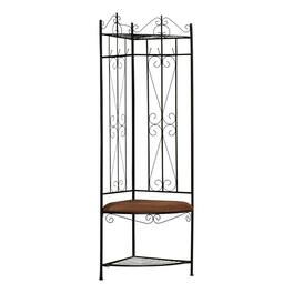 Hivvago - Metal Scrolling Corner Hall Tree Coat Rack Storage Bench - Black