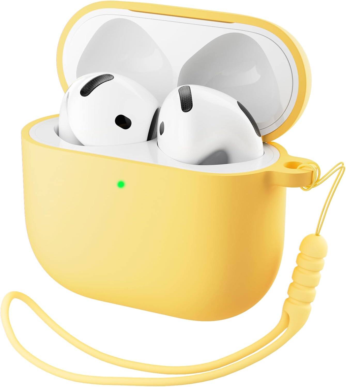Front. Ornarto - ORNARTO for AirPods 4th Generation Case(2024), Soft Silicone Full Protective Cover with LED Visible - Yellow - Yellow.