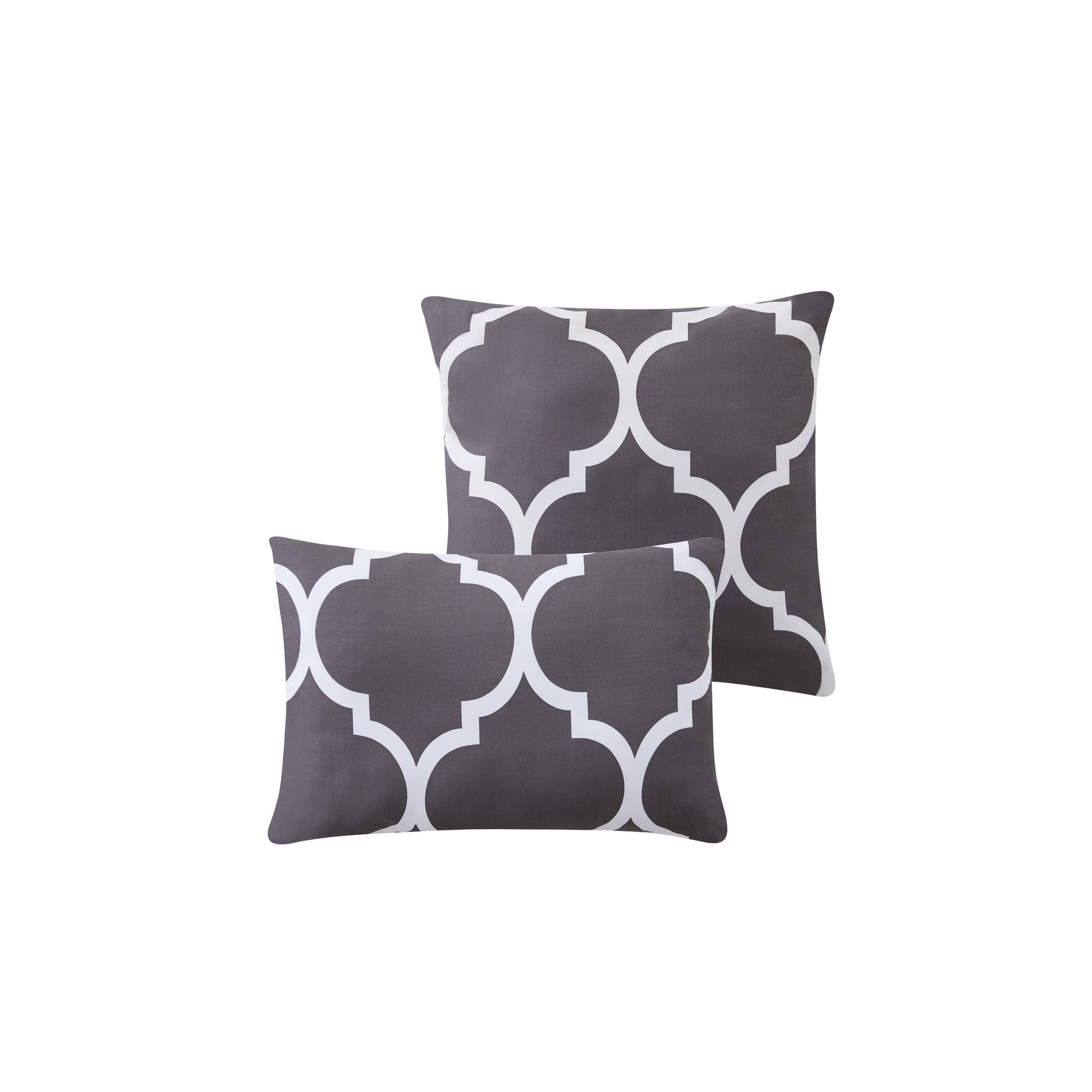 Left. Kathy Ireland - Kathy Ireland 6 Piece Trellis Oversized Comforter Set - Dark Grey.