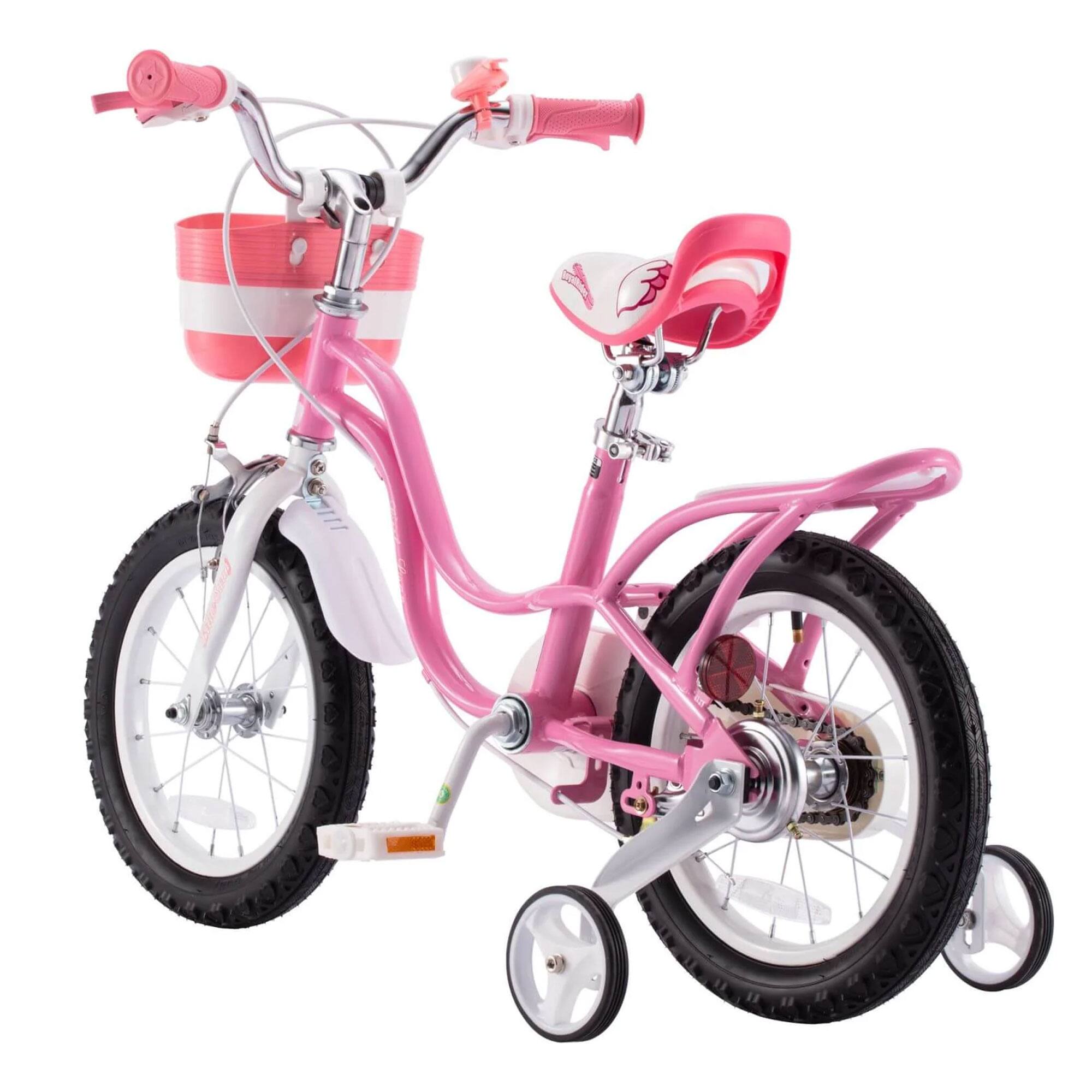 Alt View 1. RoyalBaby - RoyalBaby Little Swan 12" Carbon Steel Kids Bicycle with Dual Hand Brakes, Pink - Swan/Pink (2-Handlebrake).