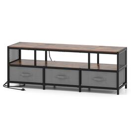SlickBlue - TV Stand with Power Outlets and USB Charging Ports, Modern Media Console - Rustic Brown