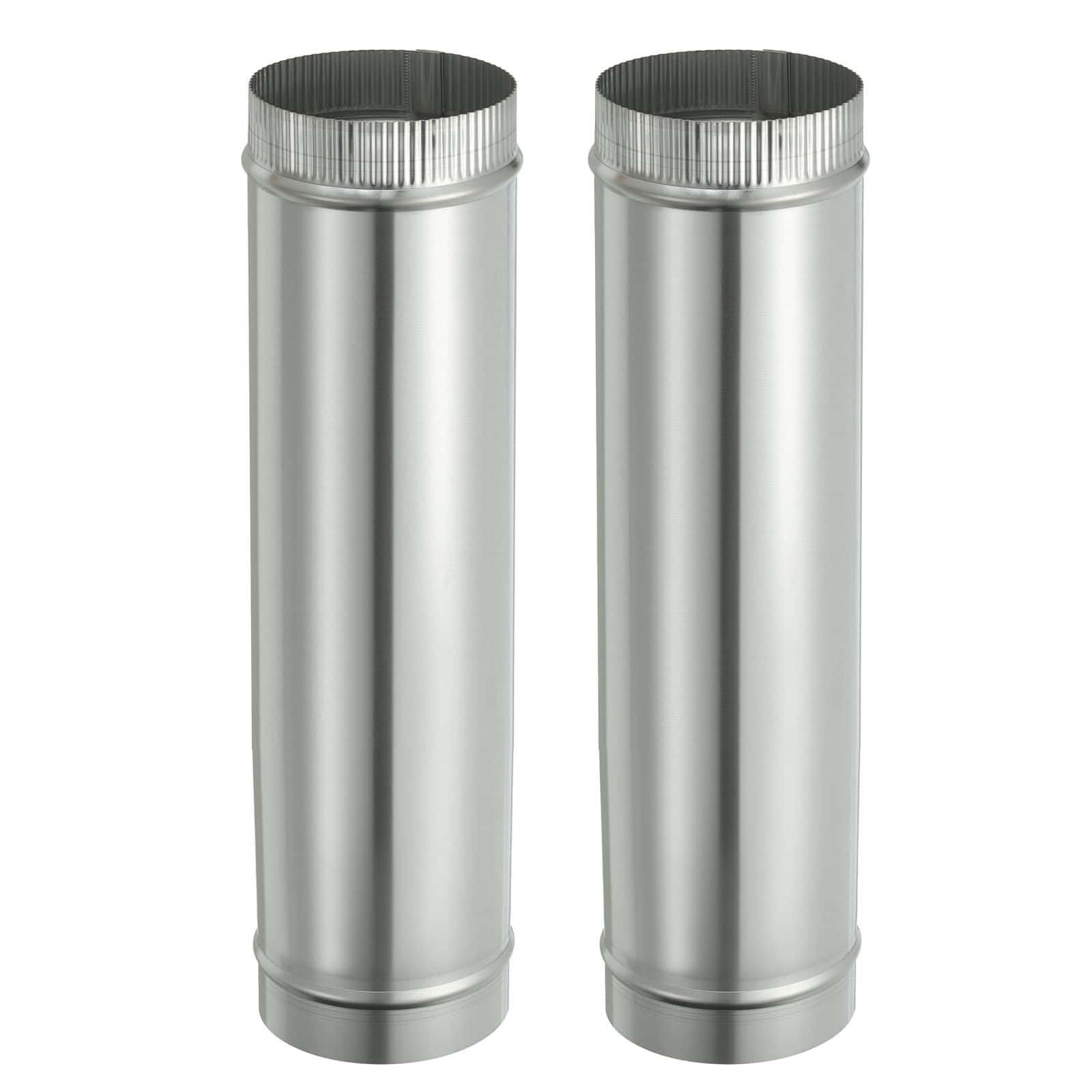 Unique Bargains - 5 x 20 Inch Round Dryer Duct, 2pcs Galvanized Steel Crimped Straight Air Vent Duct Extension Coupler Pipe Adapter - Silver