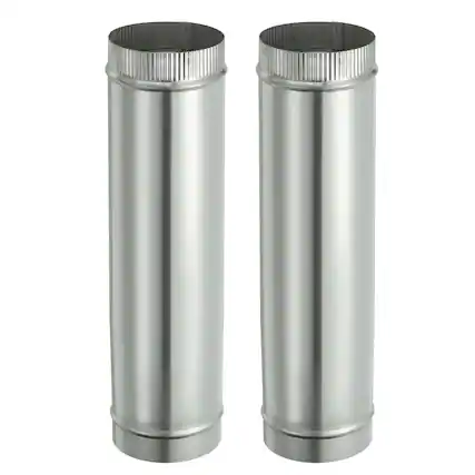 Front. Unique Bargains - 5 x 20 Inch Round Dryer Duct, 2pcs Galvanized Steel Crimped Straight Air Vent Duct Extension Coupler Pipe Adapter - Silver.