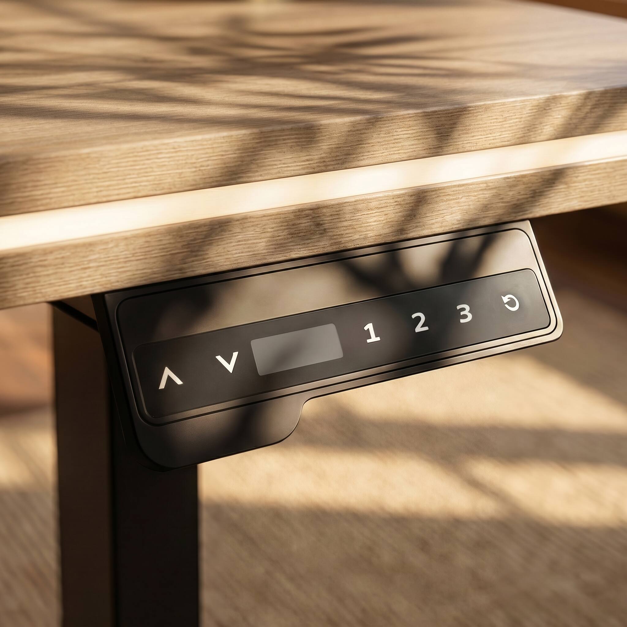 Alt View 5. Famapy - Electric Height Adjustable Desk with RGB Light & Dual Storage –Swappable Cabinets,2AC+3USB Outlet,Sit Stand Workstation - Wooden.