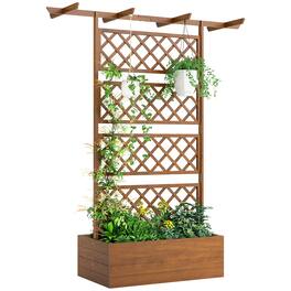 Outsunny - Wooden Trellis Planter Box, Raised Garden Bed to Grow Vegetables - Orange