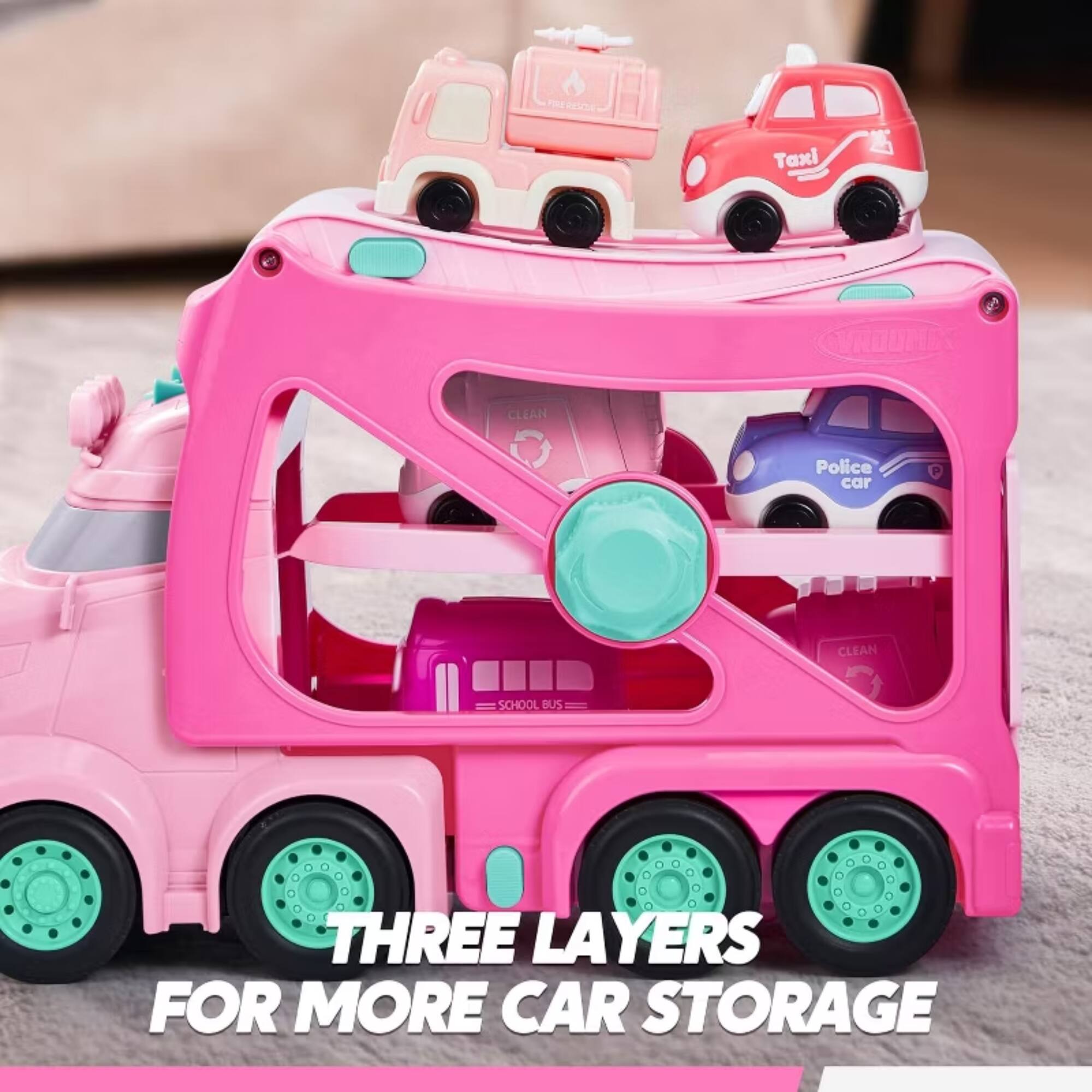 XL ROUTE CLEAN Police car CLEAN SCHOOL BUS THREE LAYERS FOR MORE CAR STORAGE