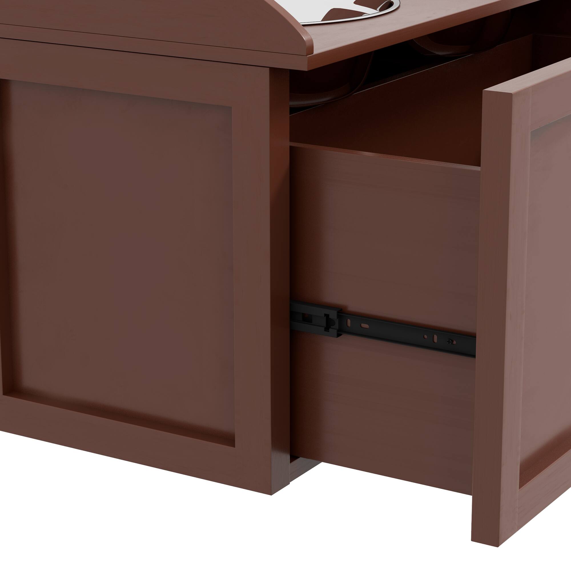 Alt View 5. Pawhut - Feeding Station with Storage Drawer, Food Cabinet with 2 Elevated Dog Bowls for Large Sized Dogs - Brown.