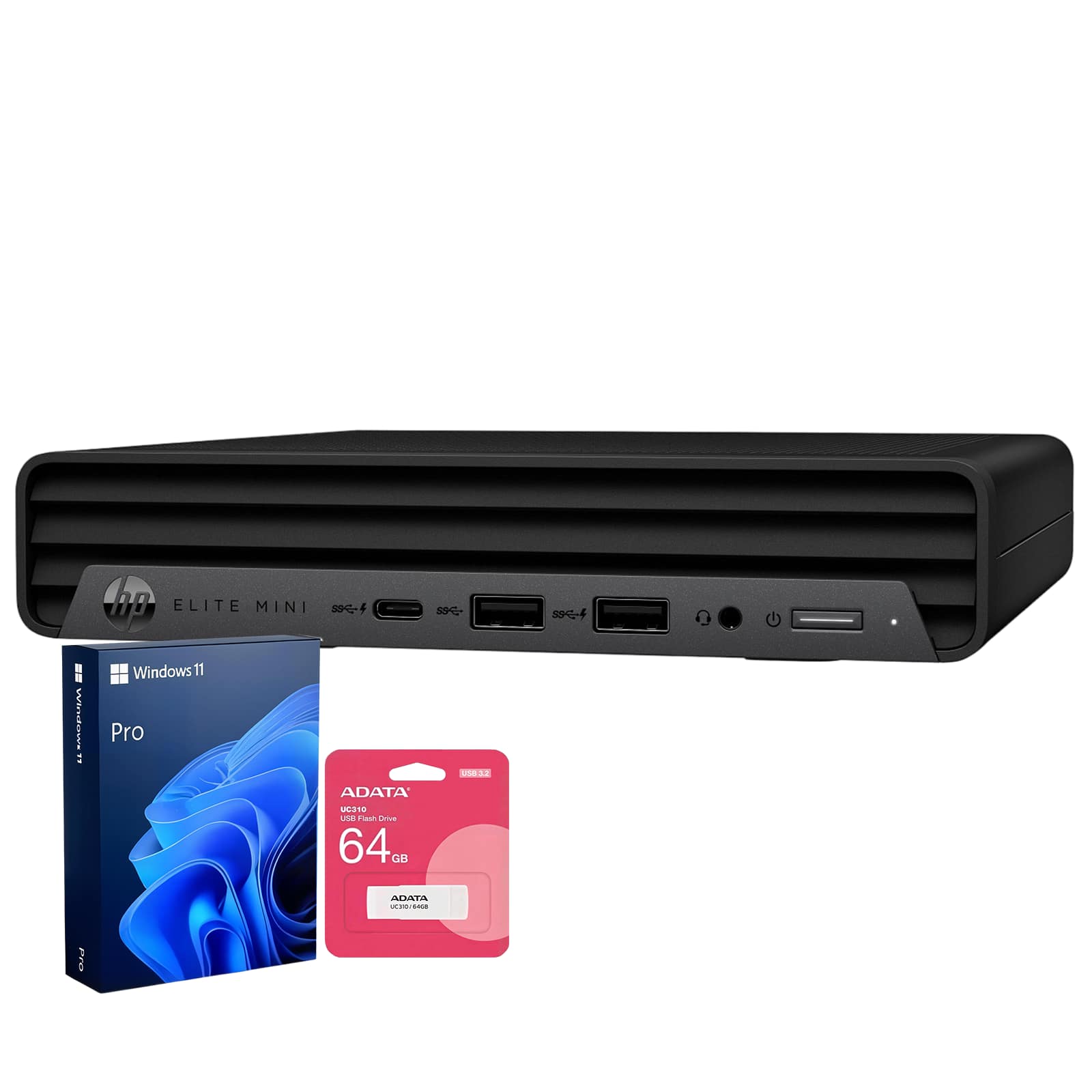 HP - Elite Mini 800 Desktop - Intel Core i7-12700T with 32GB RAM 2TB SSD - Adata 64GB USB Drive - Black