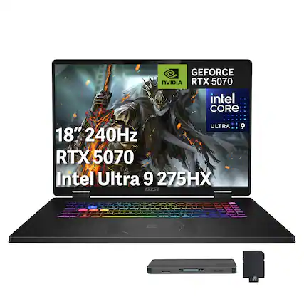 GEFORCE NVIDIA RTX 5070
intel CORE
ULTRA 18" 240Hz
RTX 5070 Intel Ultra 9 275HX
msi