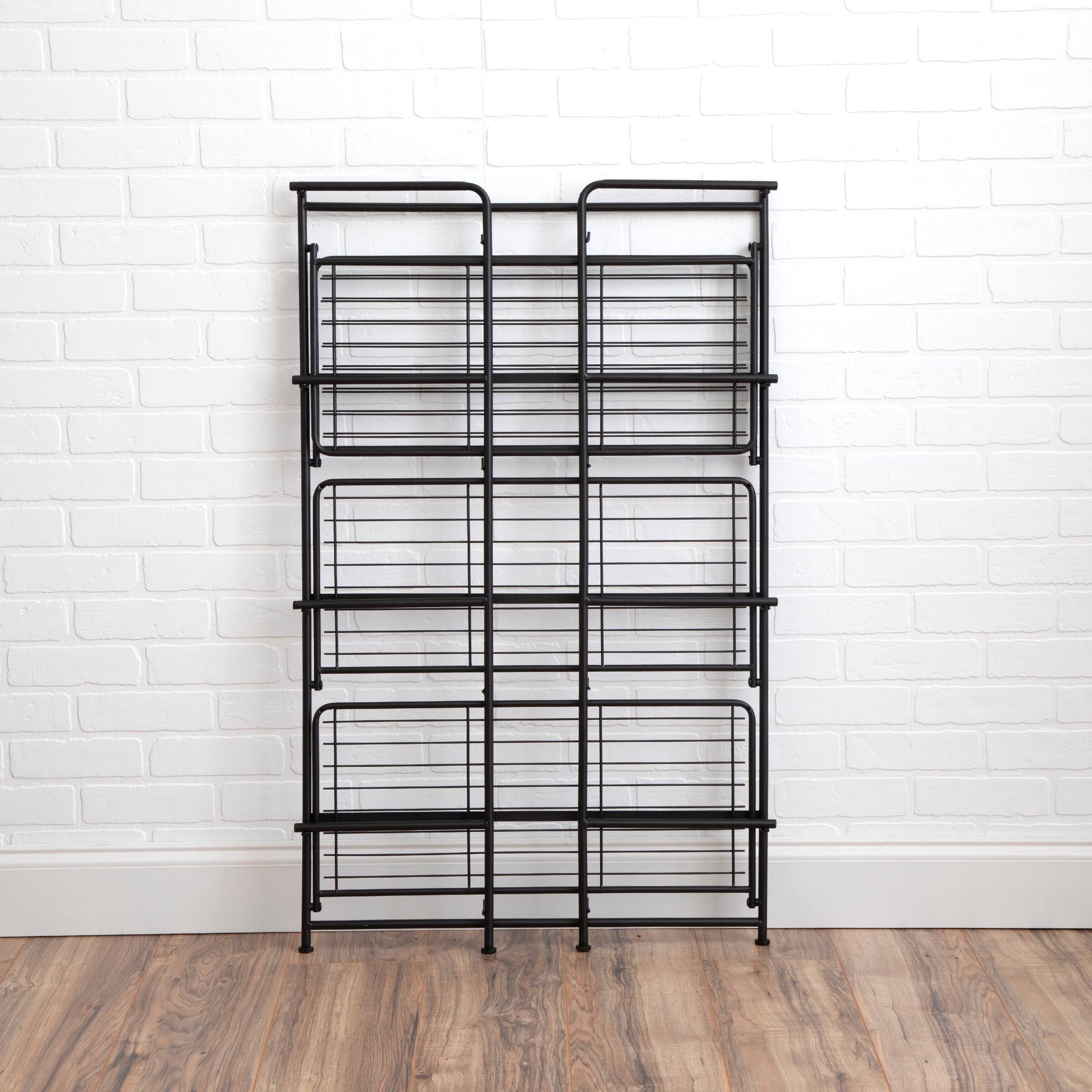 Left. Flipshelf - 4 shelf wide unit - black.
