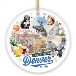 OrnamentallyYou - Denver Colorado Artistic Ceramic Ornament Souvenir and Christmas Decoration Keepsake - Multi-colored