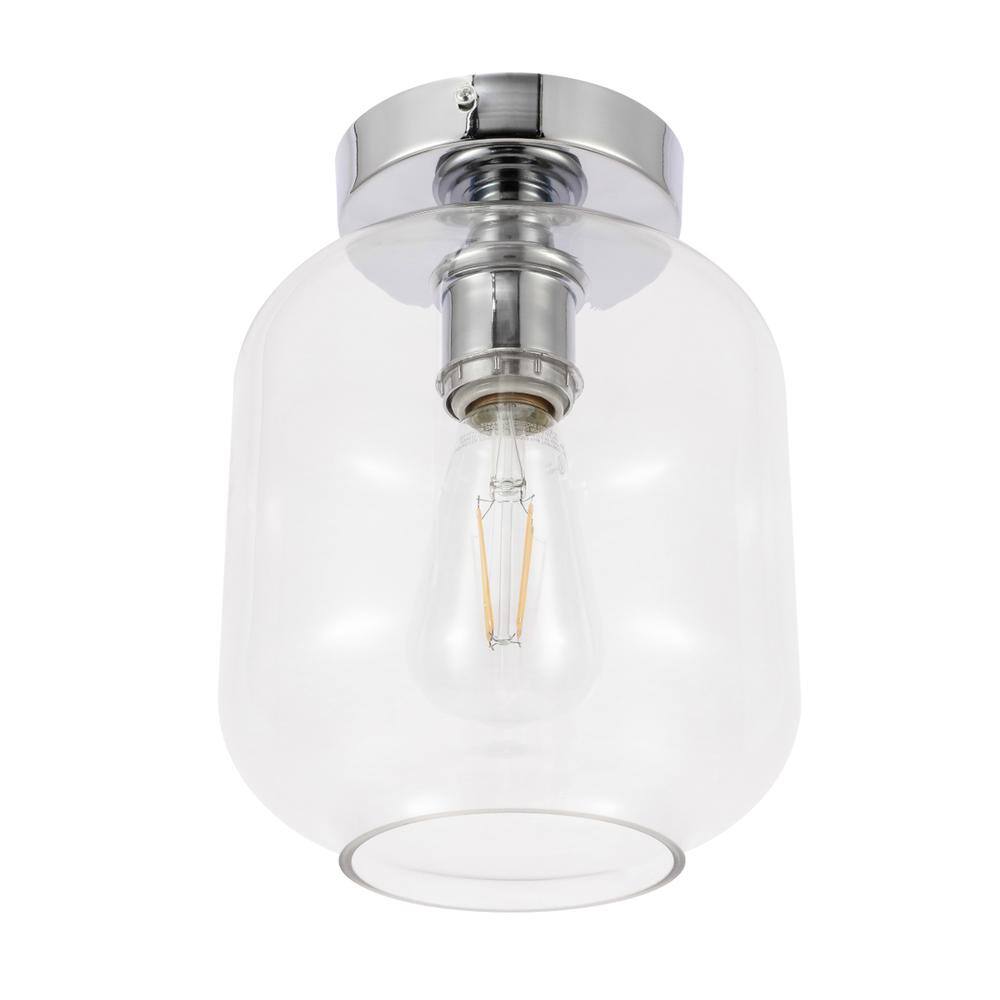 Alt View 2. Living District - Collier 1 light Chrome and Clear glass Flush mount - Chrome And Clear Glass.