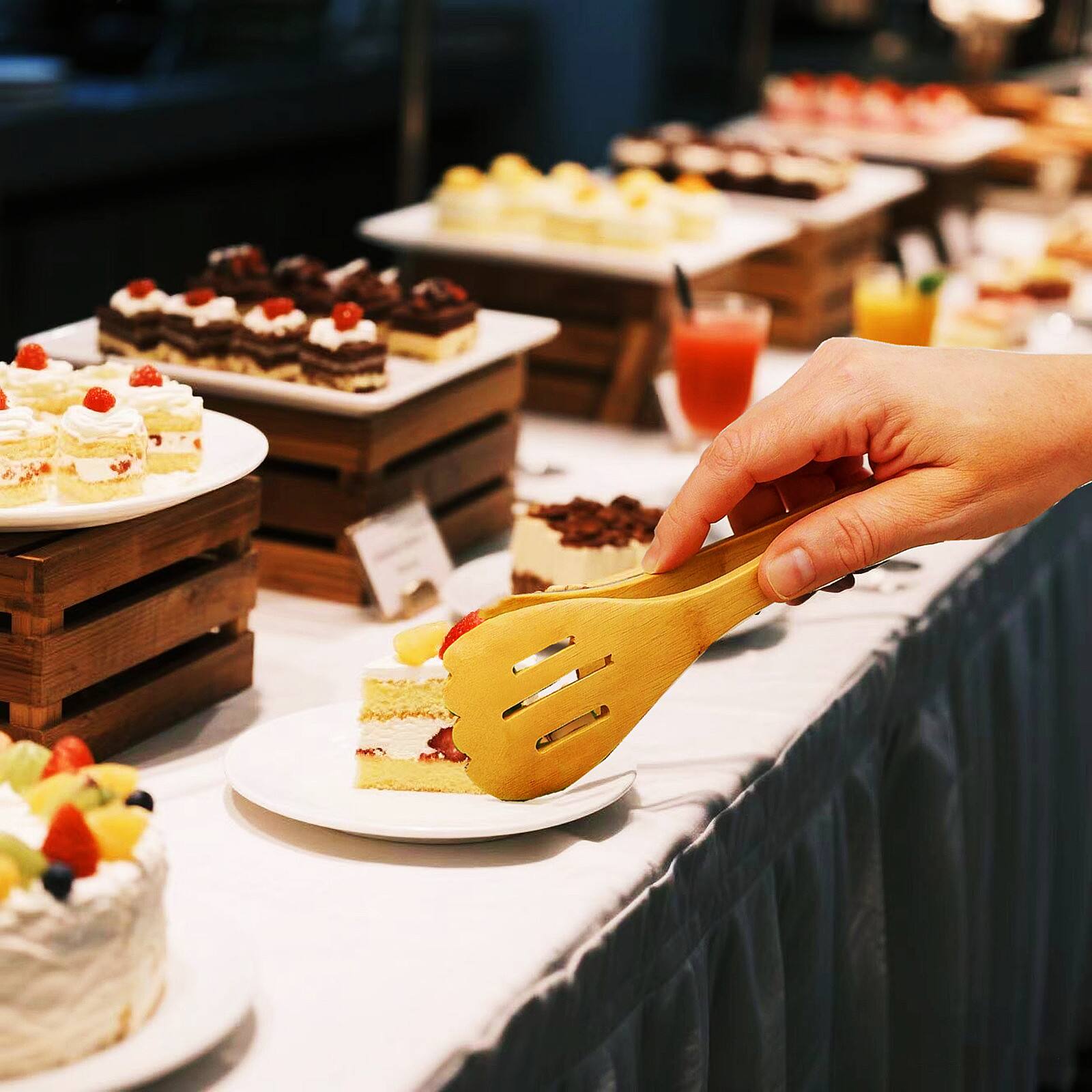 Alt View 5. Giantpower - 12 inch Natural Bamboo Kitchen Cooking & Serving Tongs 2 pack for BBQ, Grilling, Salad & Pasta.