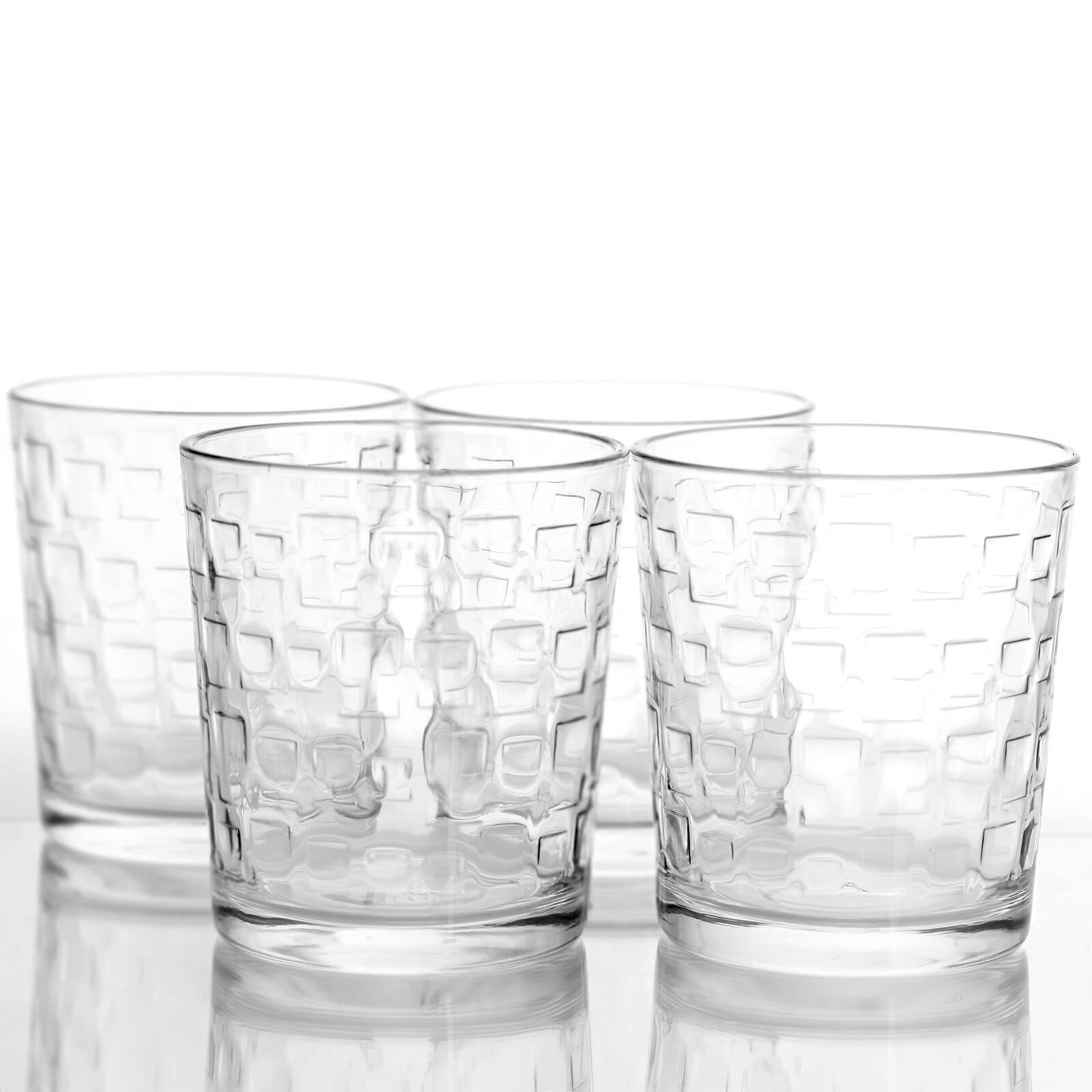 Alt View 3. Gibson - Gibson Home Great Foundations 4-Piece 13 oz. Double Old Fashion Glass Set, Square Pattern - Clear.
