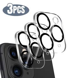 Qixxronics - 3PCS for iPhone 11 Pro Camera Lens Protector Tempered Glass Lens Cover Flim - Clear