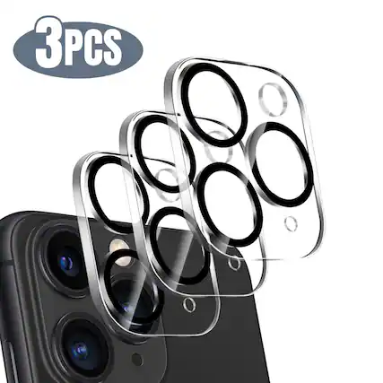 Front. Qixxronics - 3x for iPhone 11 Pro Max Camera Lens Protector Tempered Glass Lens Cover Flim - Clear.