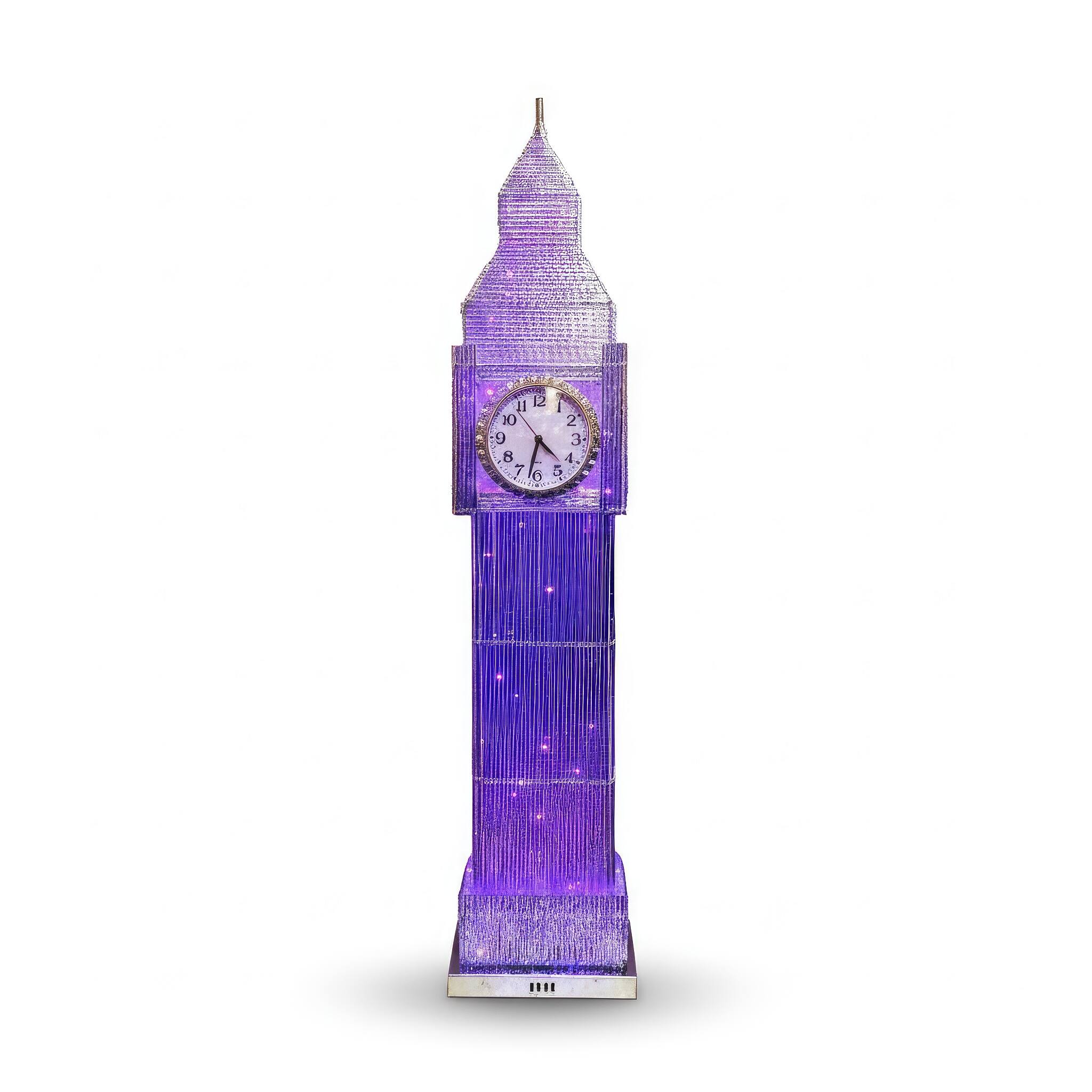 Angle. FC Design - 60"H Blue Translucent Big Ben Tower with  LED Clock Floor Lamp.