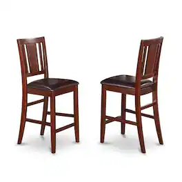 FurniFact - Elegant Wooden Bar Stools – Counter Height Chairs with Back - Mahogany