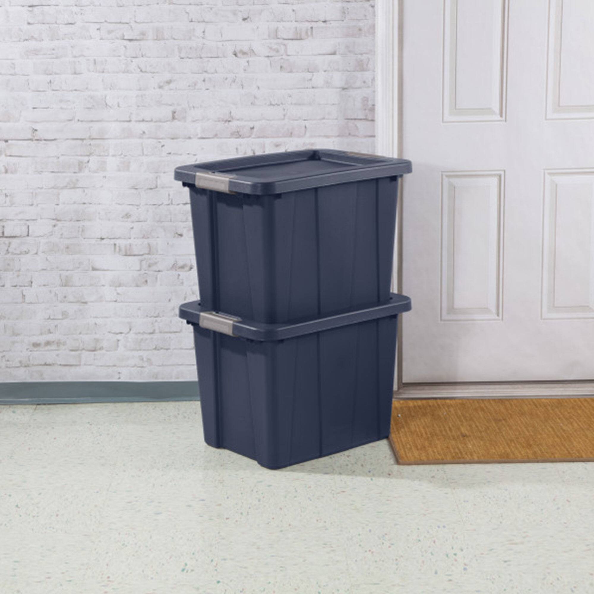Alt View 5. Sterilite - Sterilite 18 Gal Latching Tuff1 Stackable Storage Tote w/ Latching Lid, 12 Pack - Dark Indigo.