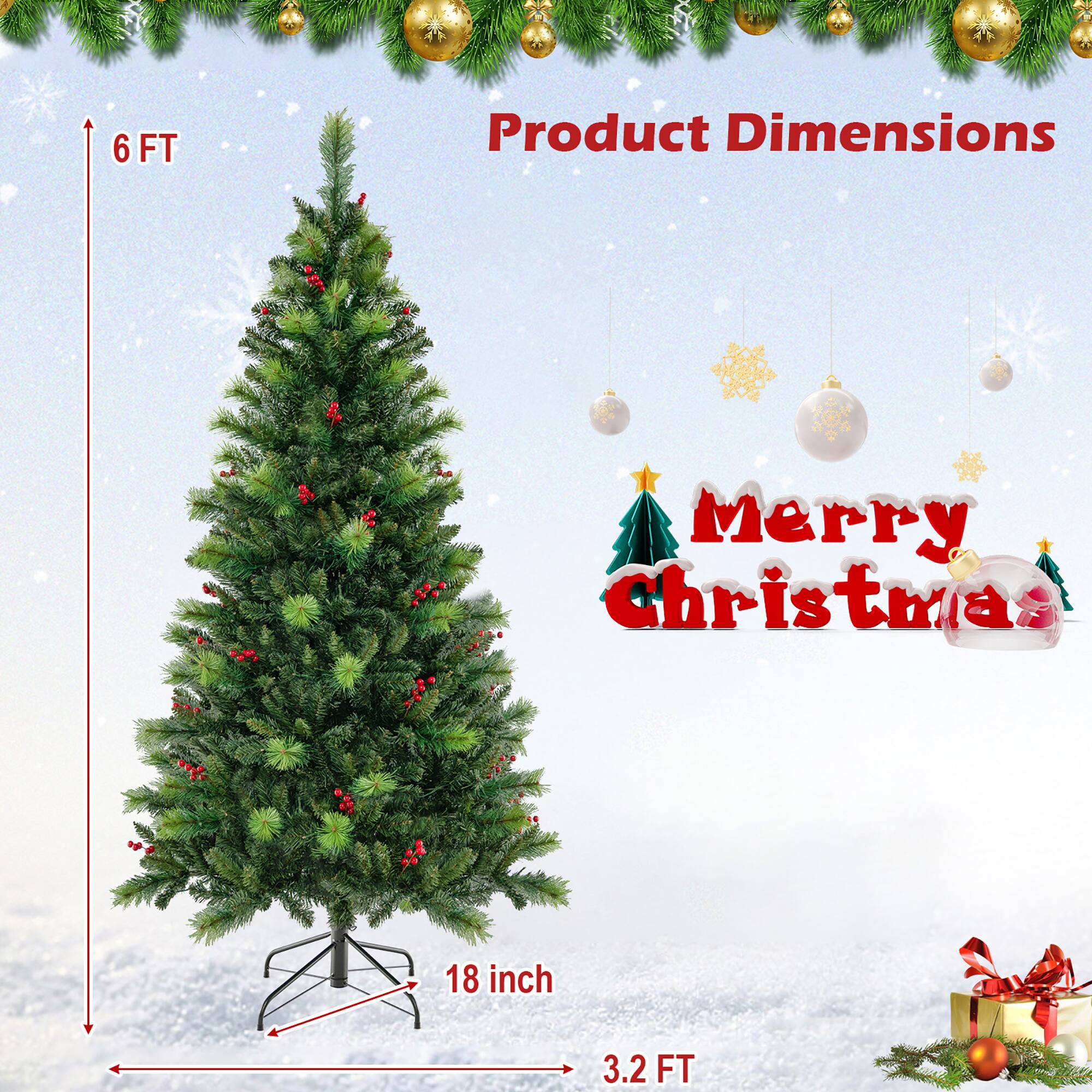 Product Dimensions

6 FT

Merry Christmas

18 inch

3.2 FT