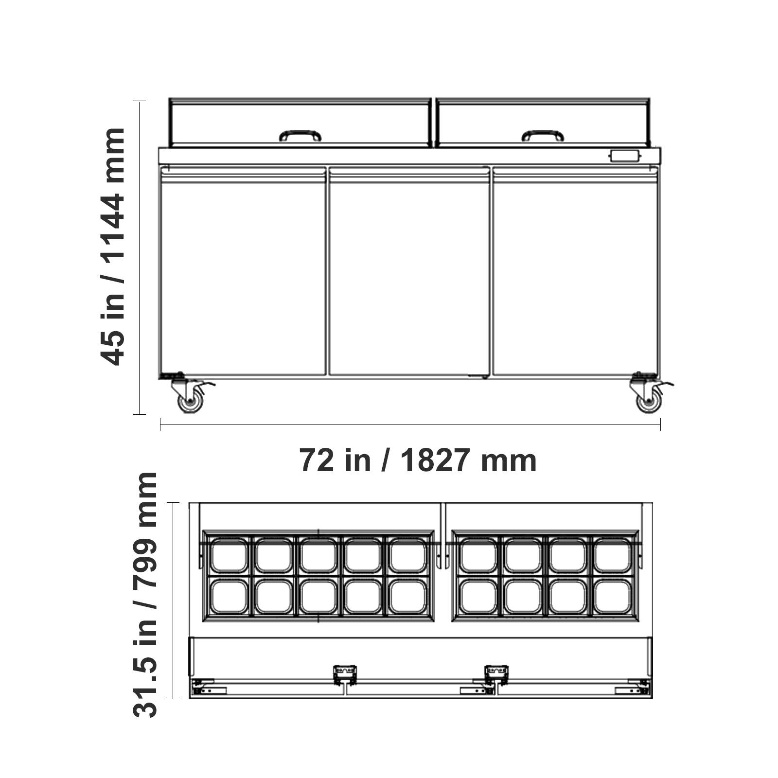 45 in / 1144 mm  
72 in / 1827 mm  
31.5 in / 799 mm