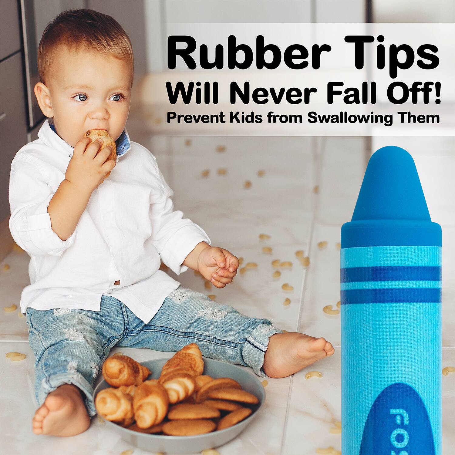 Rubber Tips Will Never Fall Off! Prevent Kids from Swallowing Them
