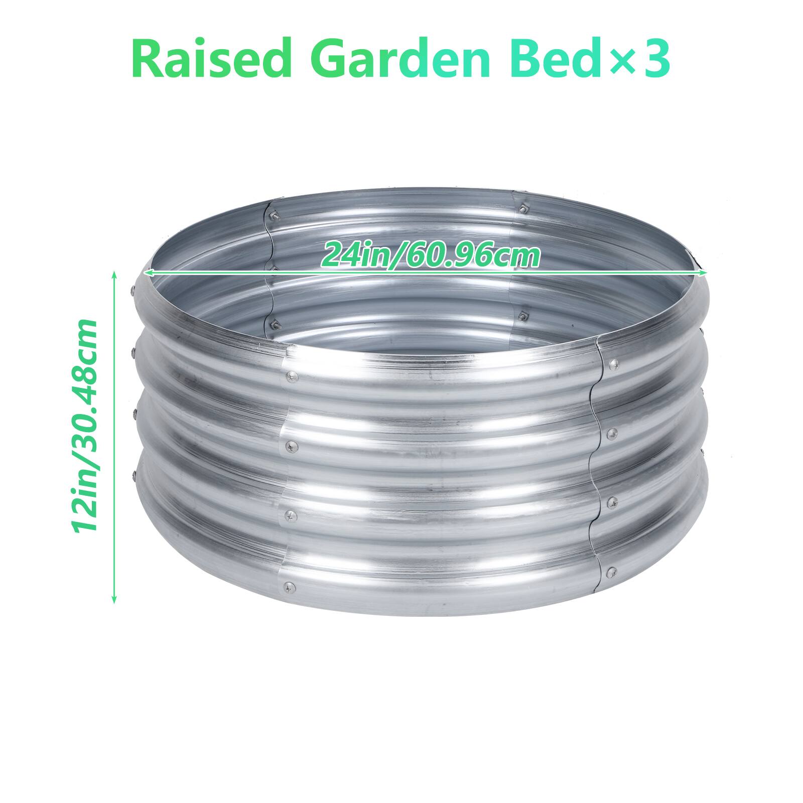 Raised Garden Bed x 3  
12in/30.48cm x 24in/60.96cm