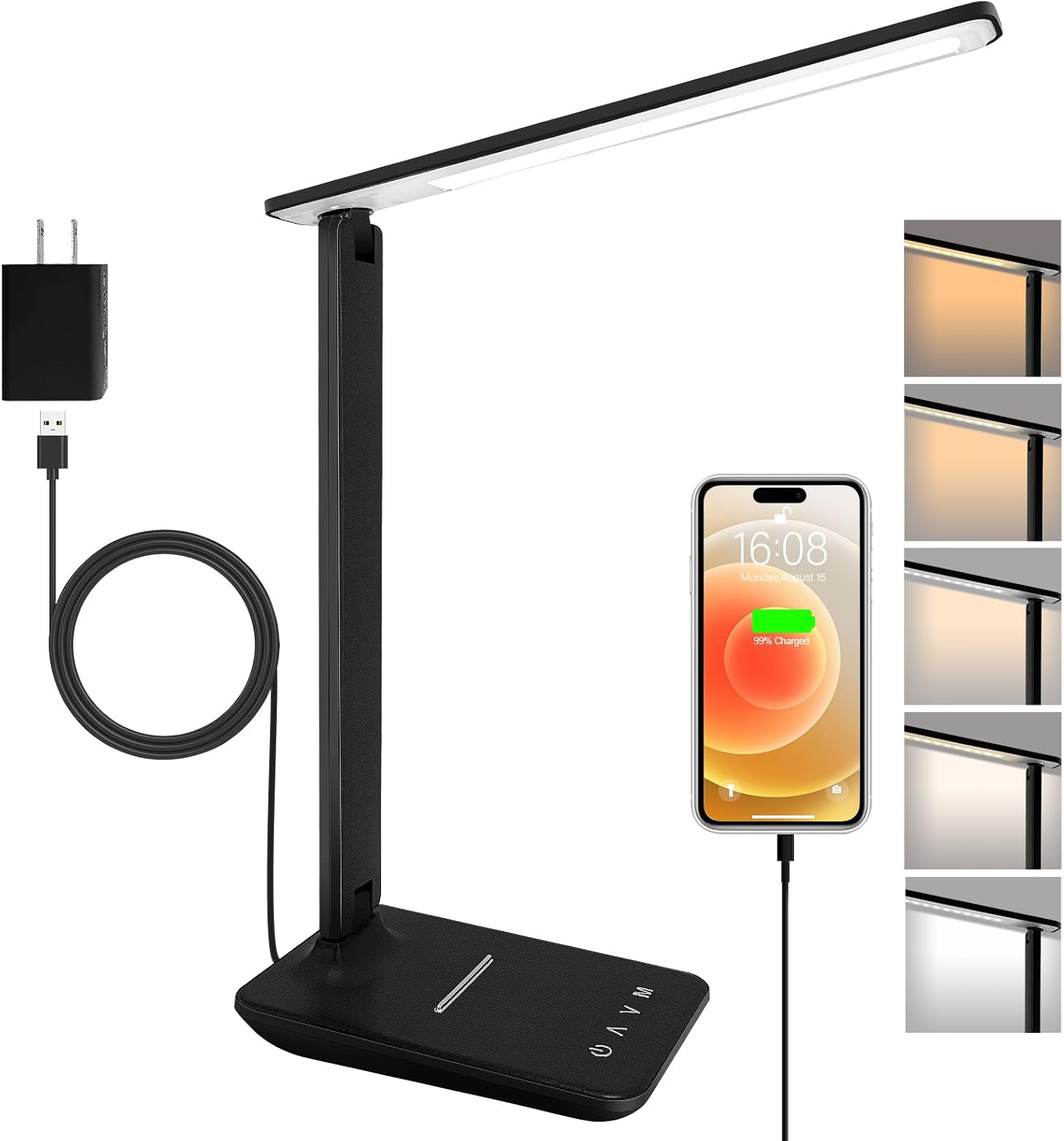 Stamp n Camp - shinelife LED Desk Lamp for Office Home Bright Desk Light with USB Charging Port Adjustable Dimmable Desk Lamps 5 - Black
