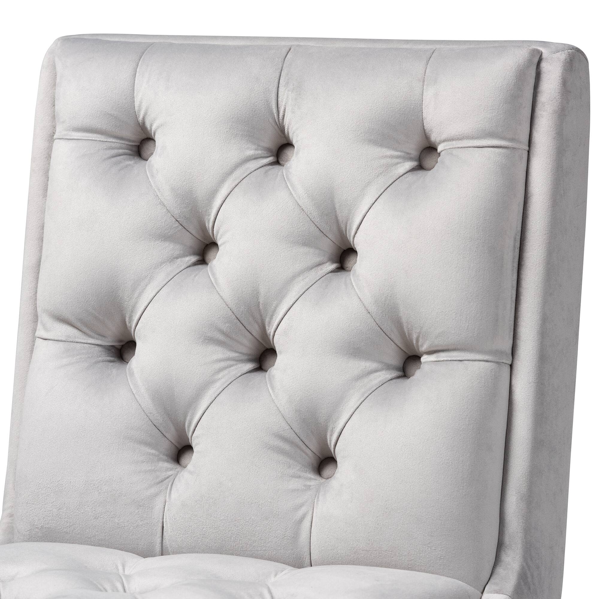 Back. Baxton Studio - Gregory Modern Velvet Upholstered and Dark Brown Finished 2-Piece Swivel Bar Stool Set - Light Grey/ Dark Brown.