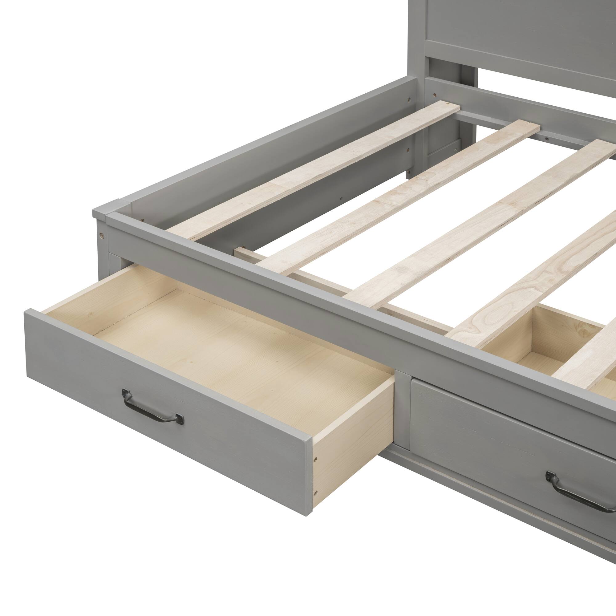 Alt View 7. Tiramisubest - Twin Size Wooden Daybed with 3 Storage Drawers, Upper Soft Board, shelf, and a set of Sockets and USB Ports, Gray - Gray.