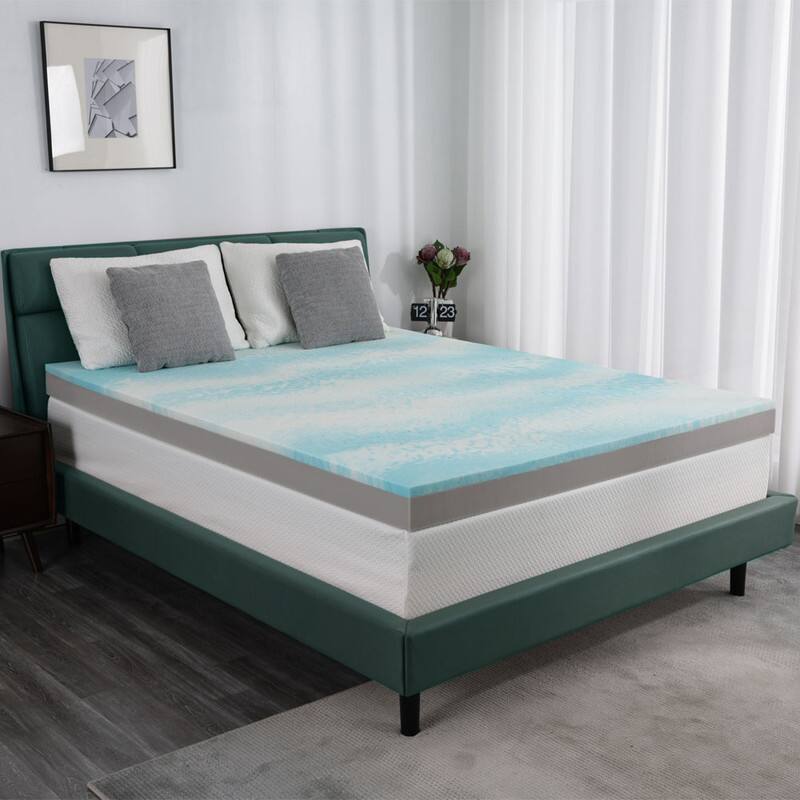 Alt View 2. Vipbear - 3" Full Size Firm Reversible Mattress,High-Density Memory Foam Bed Topper with Removable Cover,75" x 54" - Gray.