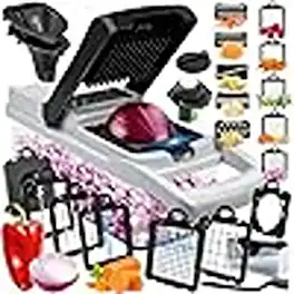PARKER SLATER - Vegetable Chopper with 10 Blades, 23-in-1 Mandoline Slicer and Onion Dicer, Multifunction Food Cutter for Vegetables, To - White
