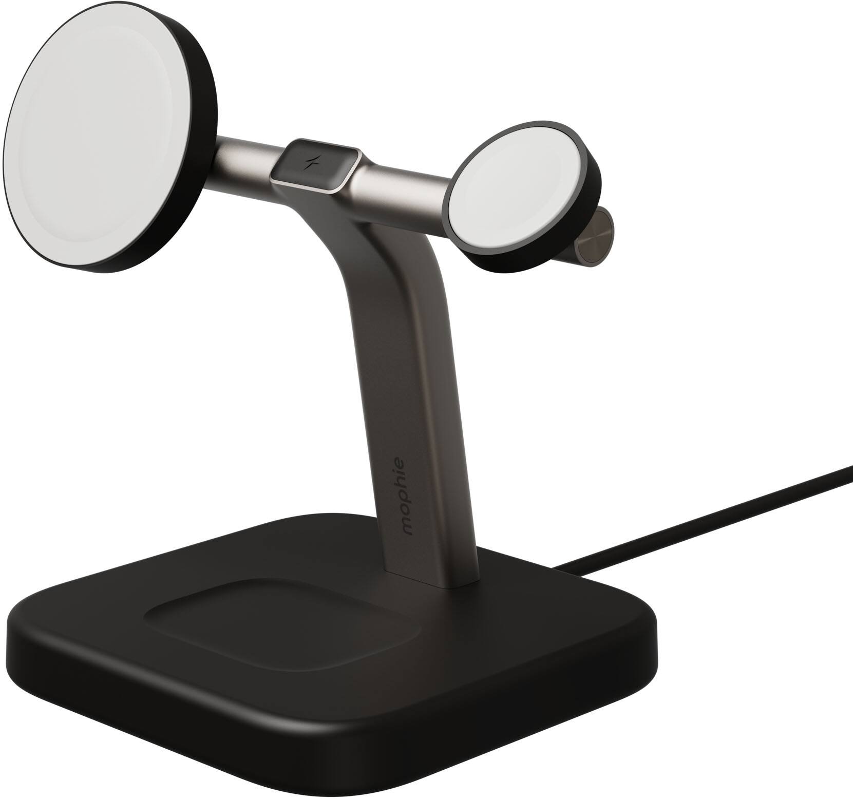 Left. mophie - Qi2 3-in-1 Charging stand Black - Black.