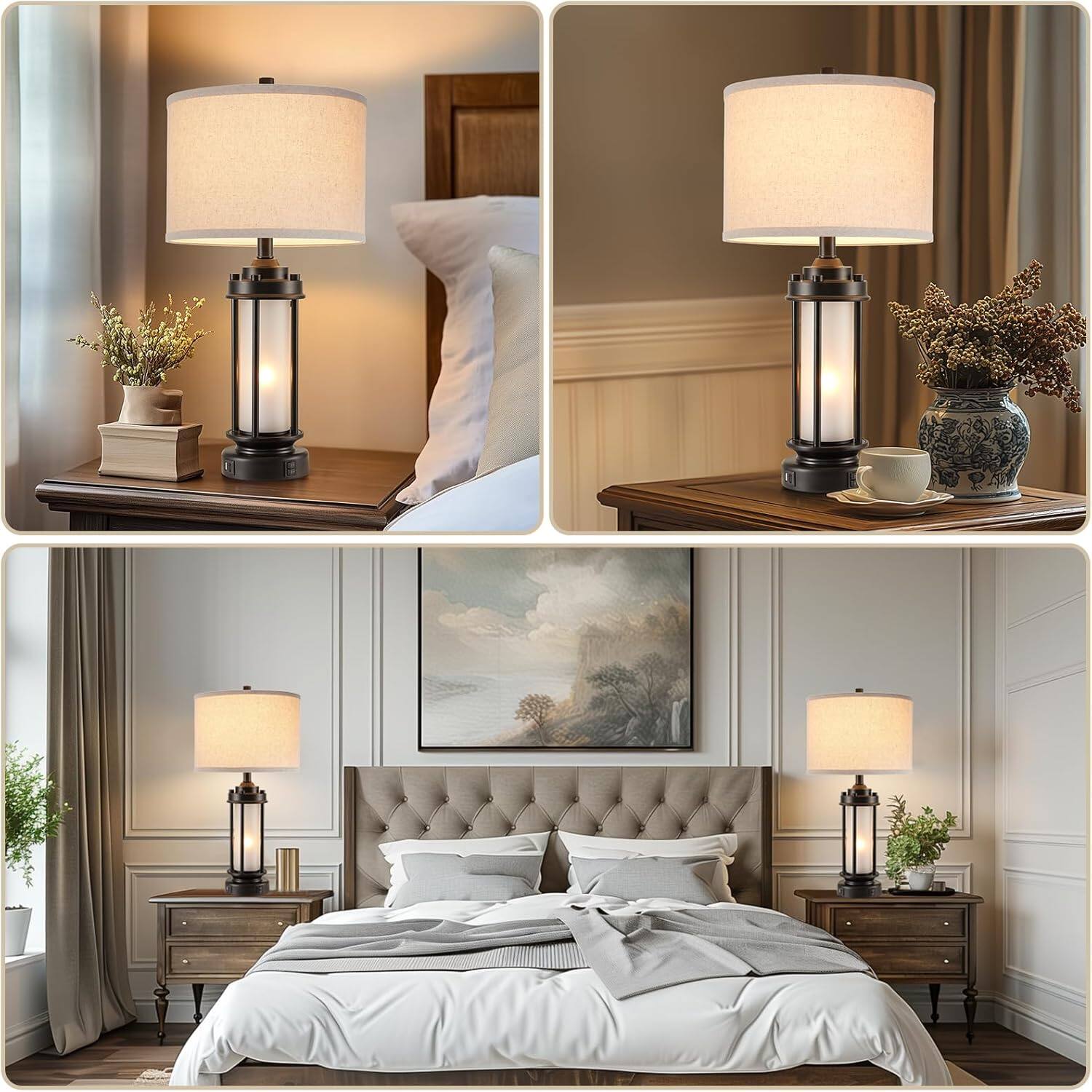 Back. Cozy Serene - Black Lamp Desk Lamp Modern Contemporary vintage Metal Table Lamps Living Room Bedroom Retro Industrial - Bronze.