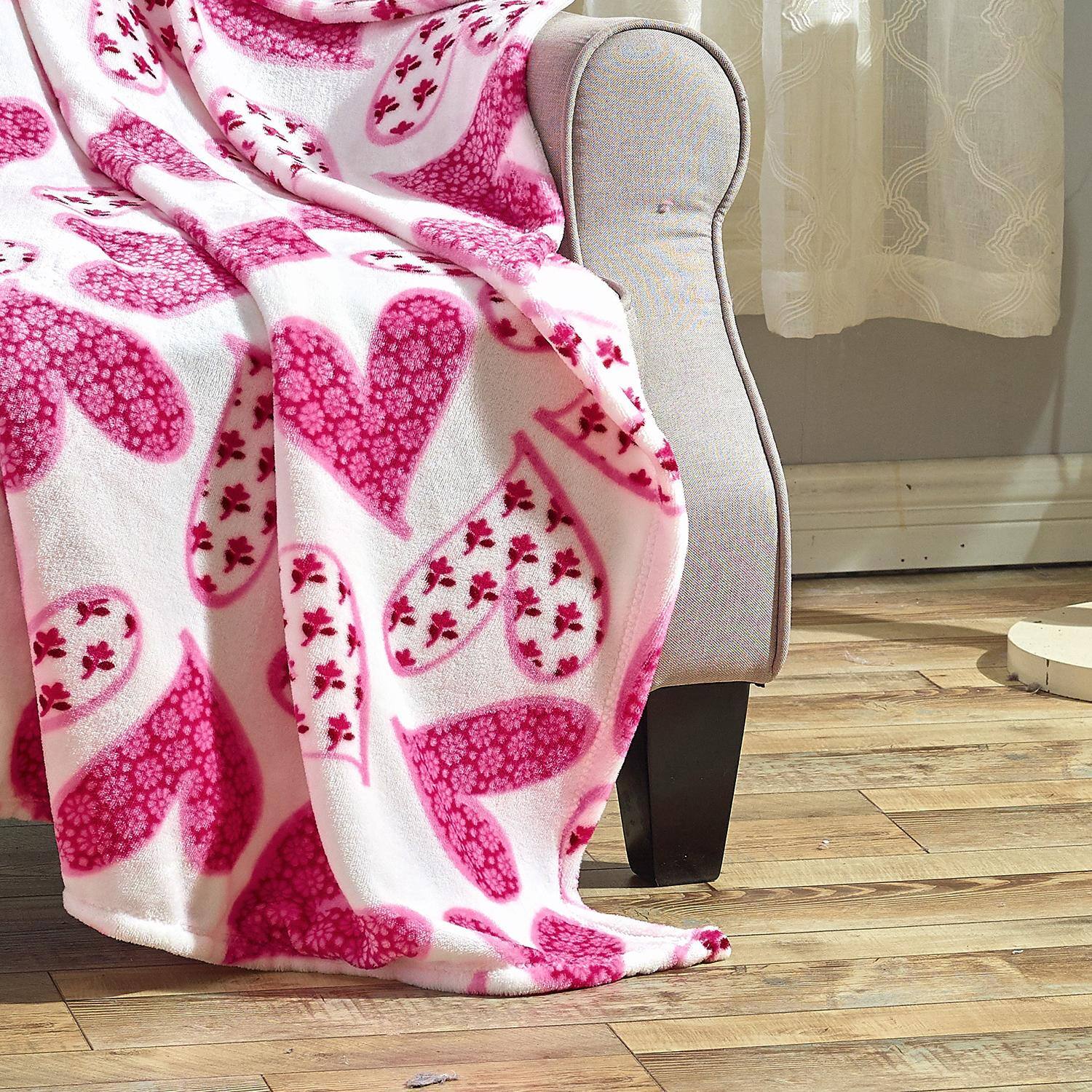 Alt View 2. Noble House - Plazatex Scarlett All Season Micro Plush Decorative Valentine Throw Blanket 50" X 60" Pink - Pink.