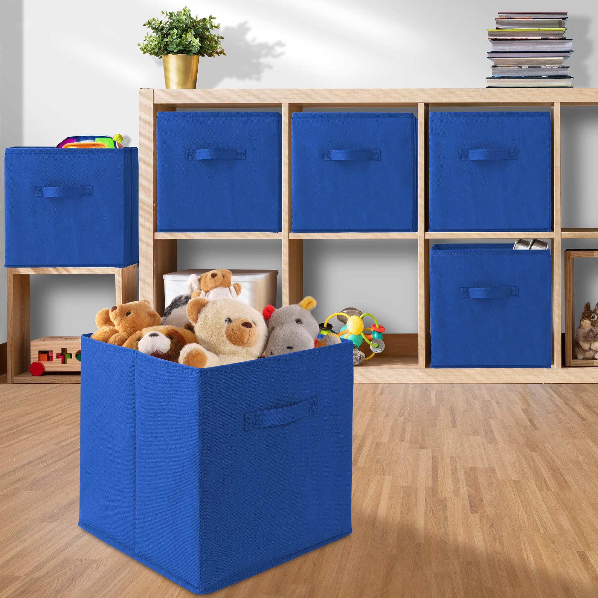 Alt View 4. Casafield - (Set of 12) Collapsible Fabric Cubes - Storage Bins - Royal Blue.
