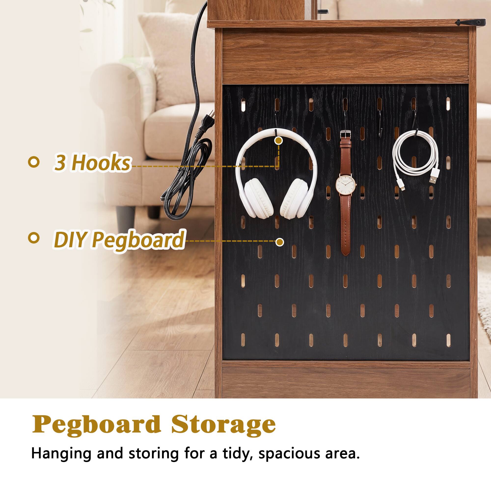 - 3 Hooks
- DIY Pegboard

Pegboard Storage
Hanging and storing for a tidy, spacious area.