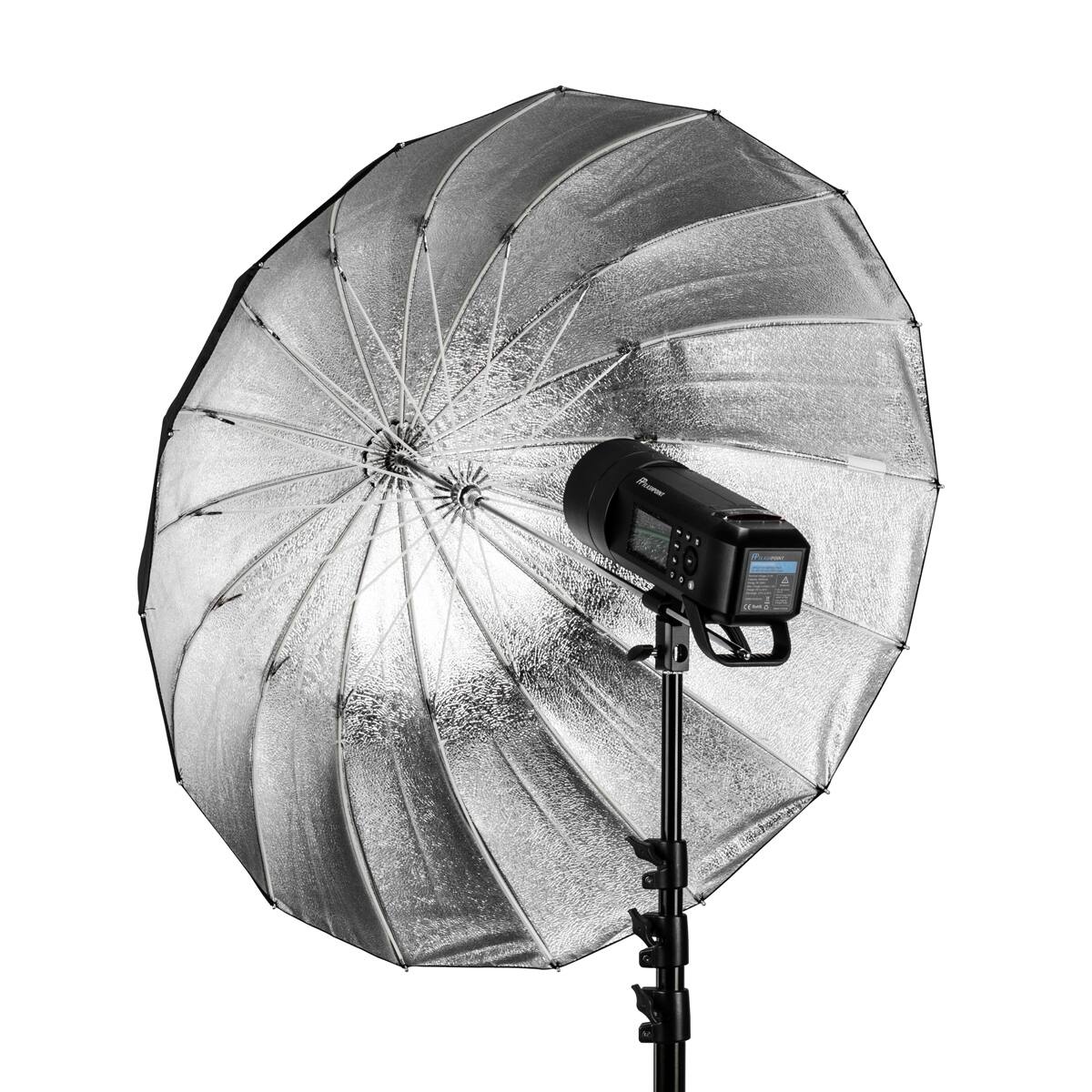 Alt View 3. Glow - Glow Easy Lock Medium Deep Beaded Silver Fiberglass Umbrella (33").