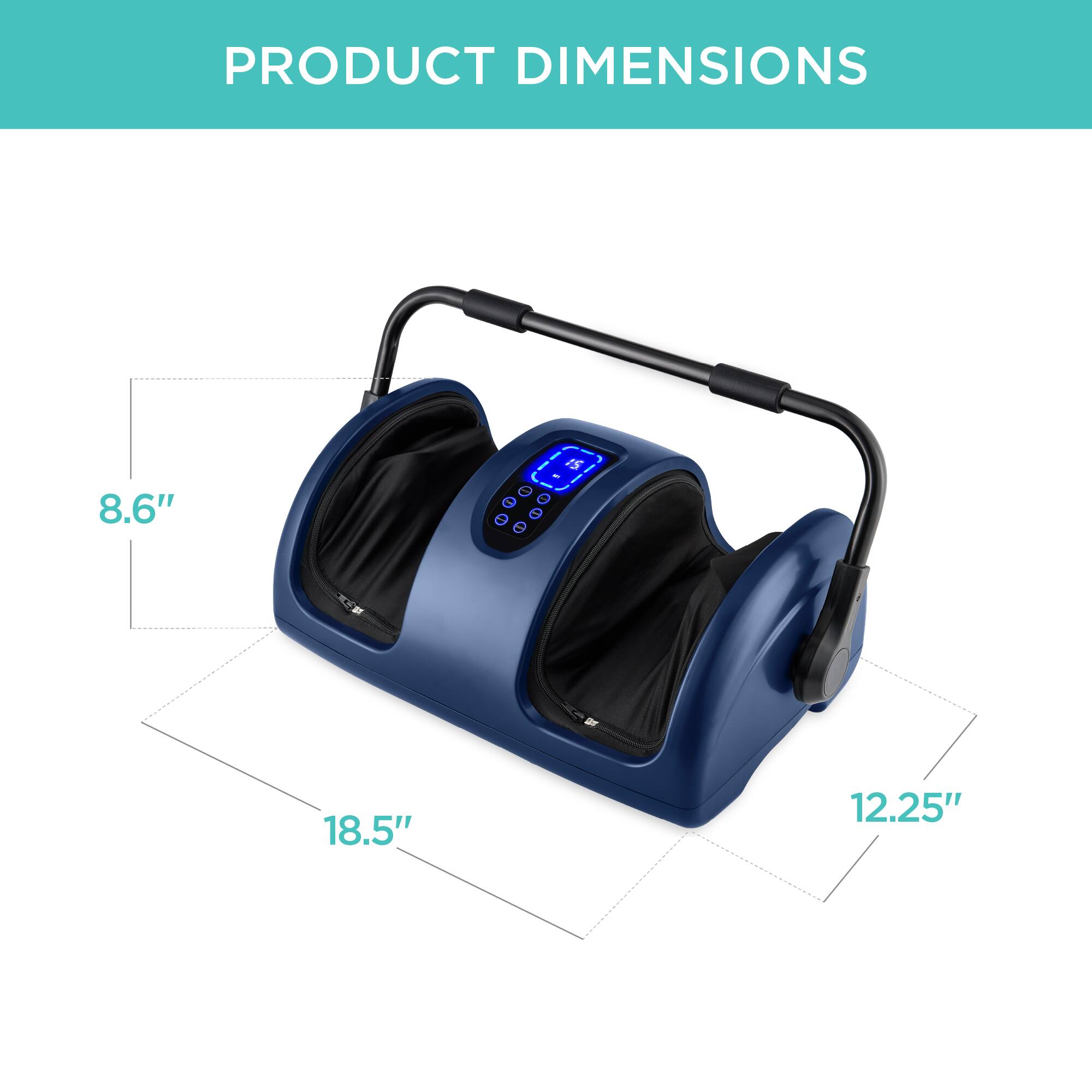 The corrected text is:

PRODUCT DIMENSIONS: 8.6" x 18.5" x 12.25"