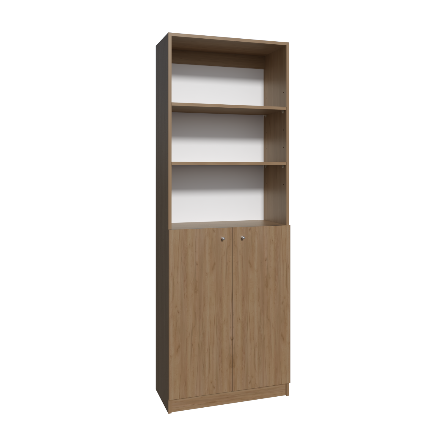 Alt View 2. Depot Eshop - Vinton 2-Door Bookcase with Upper Shelves - Natural Oak / White.