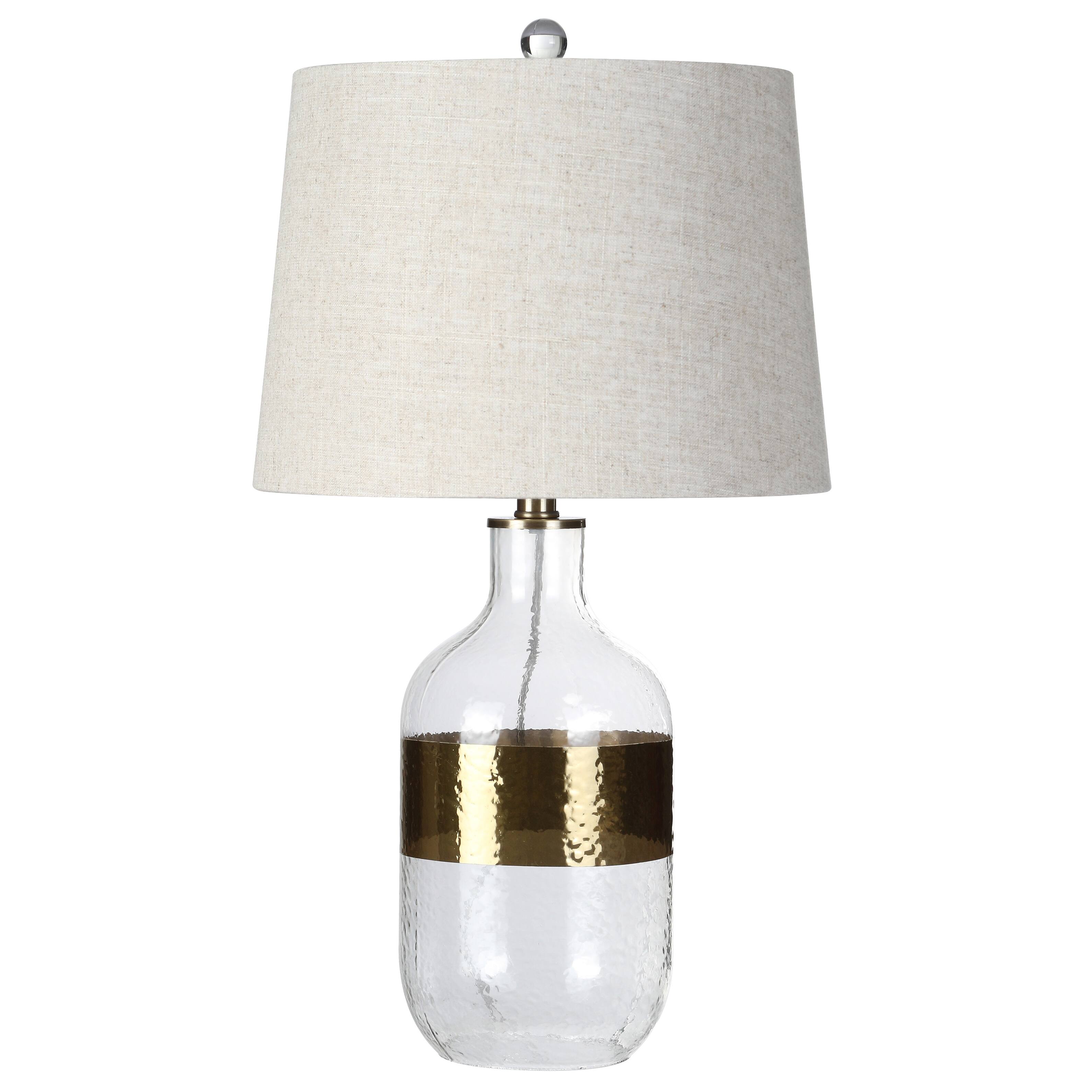 Alt View 5. Jonathan Y - Stevens 25.5" Glass LED Table Lamp, Clear/Brass - Gold.