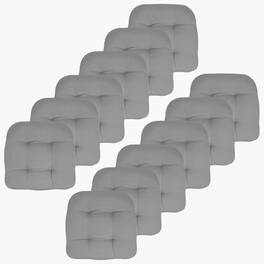 Sweet Home Collection - Patio Cushions Indoor/Outdoor Chair Pads Tufted 19" x 19", 12-Pack - Silver
