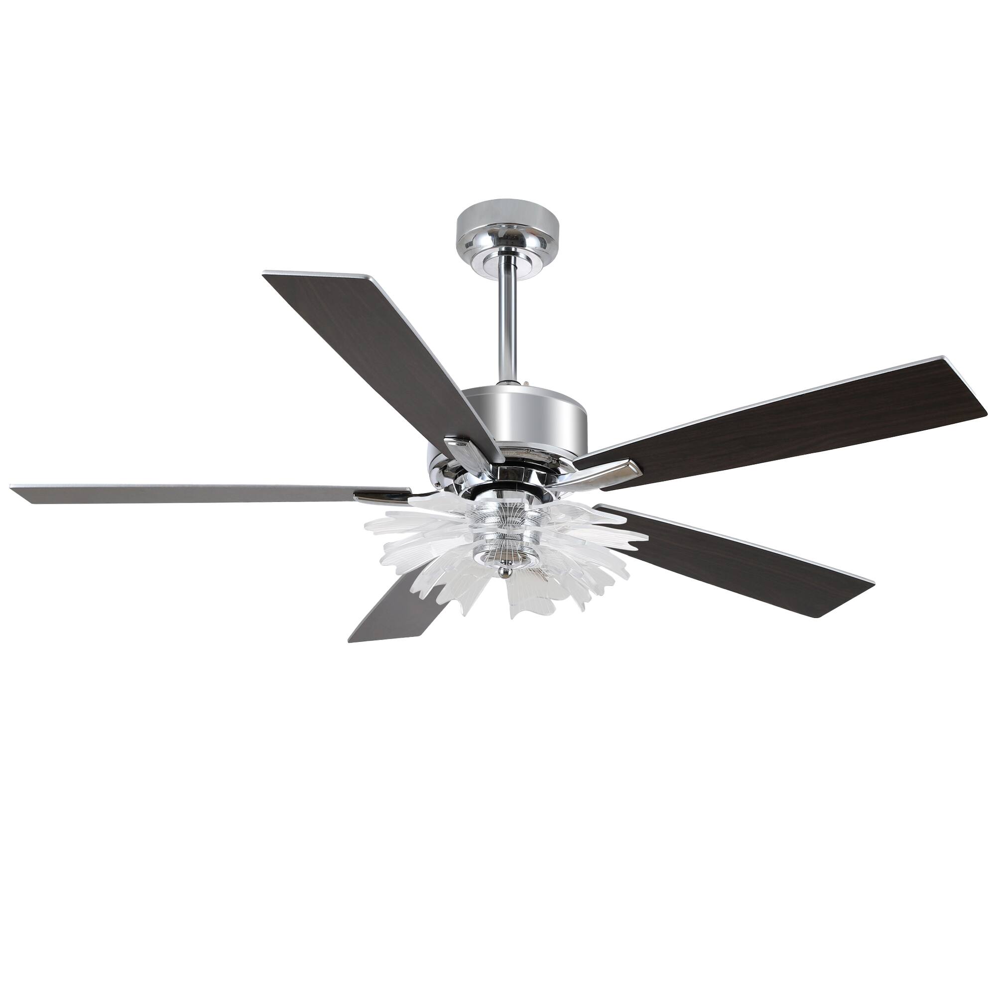 Alt View 7. Parrot Uncle - 52"Modern Chrome LED Ceiling Fan with Remote and Light Guide Plate Design - Chrome.