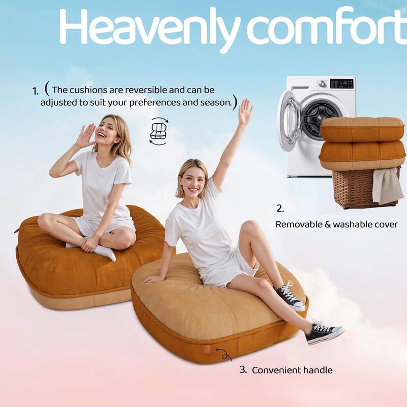 Heavenly comfort

1. The cushions are reversible and can be adjusted to suit your preferences and season.

2. Removable & washable cover

3. Convenient handle