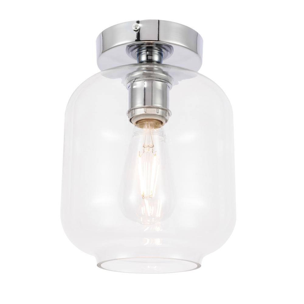 Alt View 5. Living District - Collier 1 light Chrome and Clear glass Flush mount - Chrome And Clear Glass.