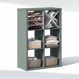 Furinno - CUBIC Closet Organizers, 6-Cube Open Closet Organizer, Extra Thick Frame, for Wardrobe, Bedroom, Living Room - Sage Green