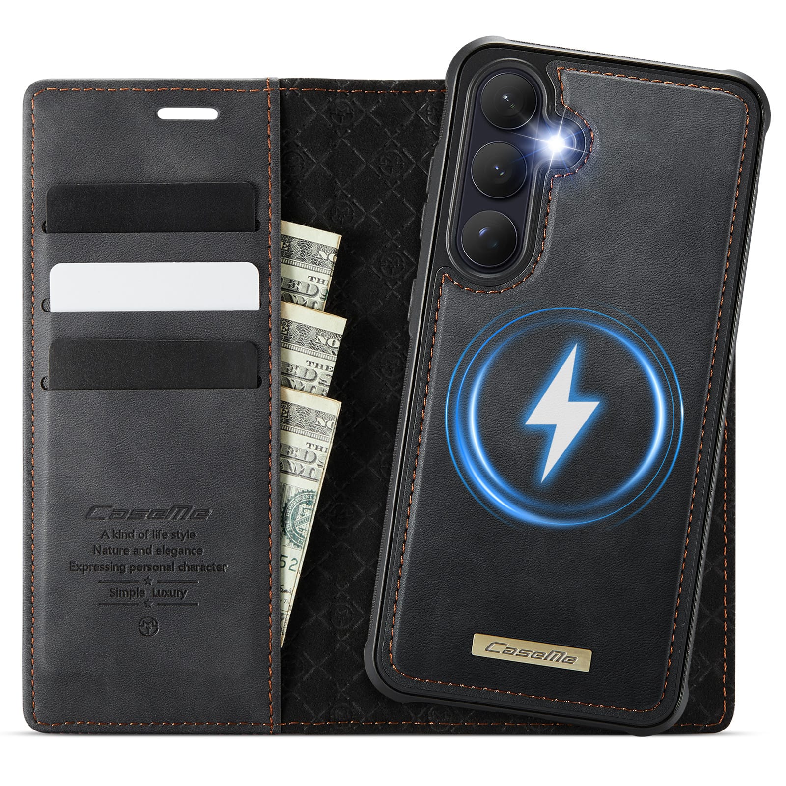 Dteck - for Samsung Galaxy S26 Plus Detachable Wallet Case, 2 in 1 PU Leather Flip Folio Case with RFID Blocking Phone Cover - Black